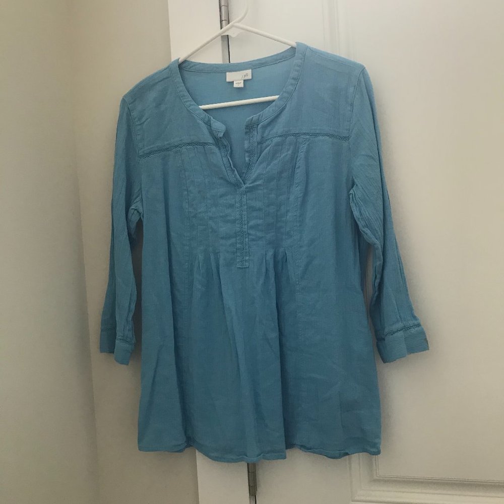 Cotton gauze boho blue popover top